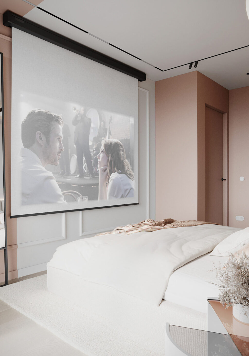 bedroom movie projector screen Interior Design Ideas