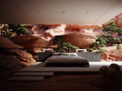 Powerful Interior Designs With Stone Feature Walls & Furniture