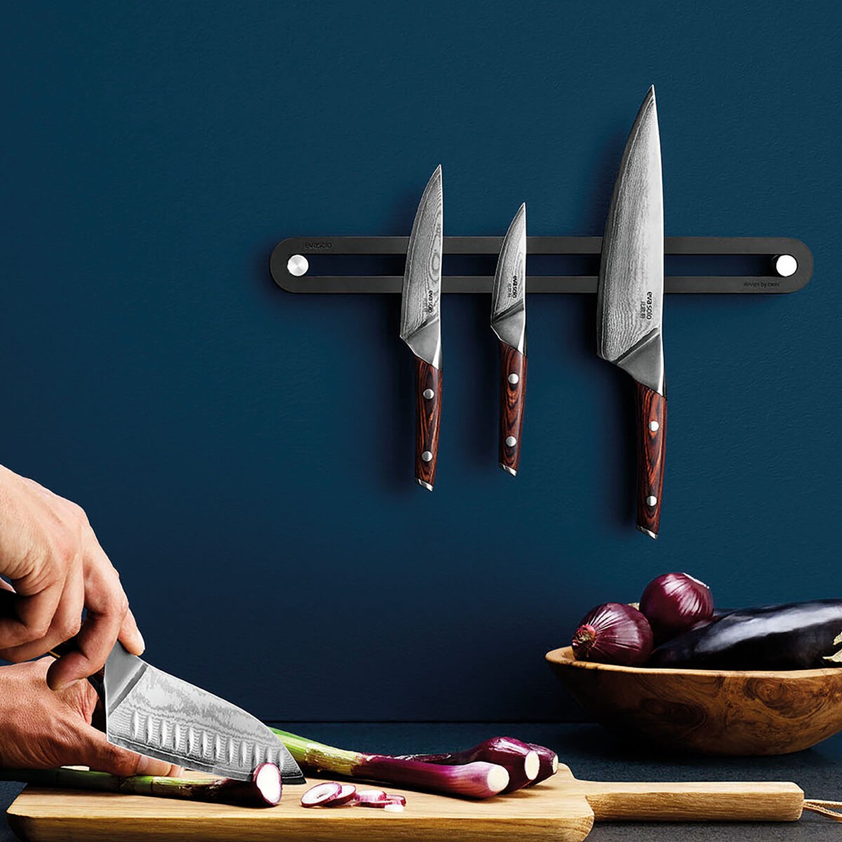 Magnetic Knife Rack - Black Rubber