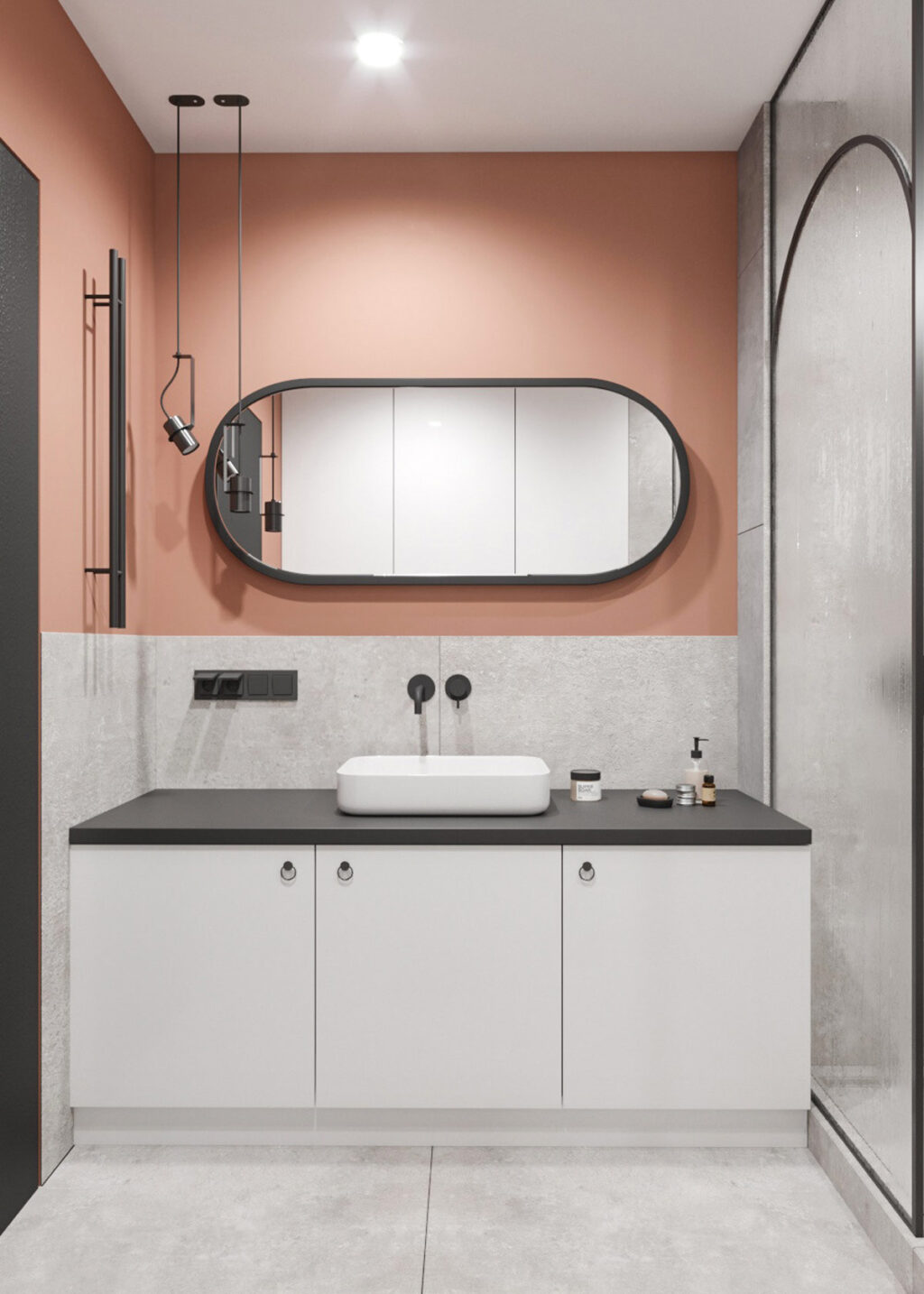 orange accent bathroom Interior Design Ideas