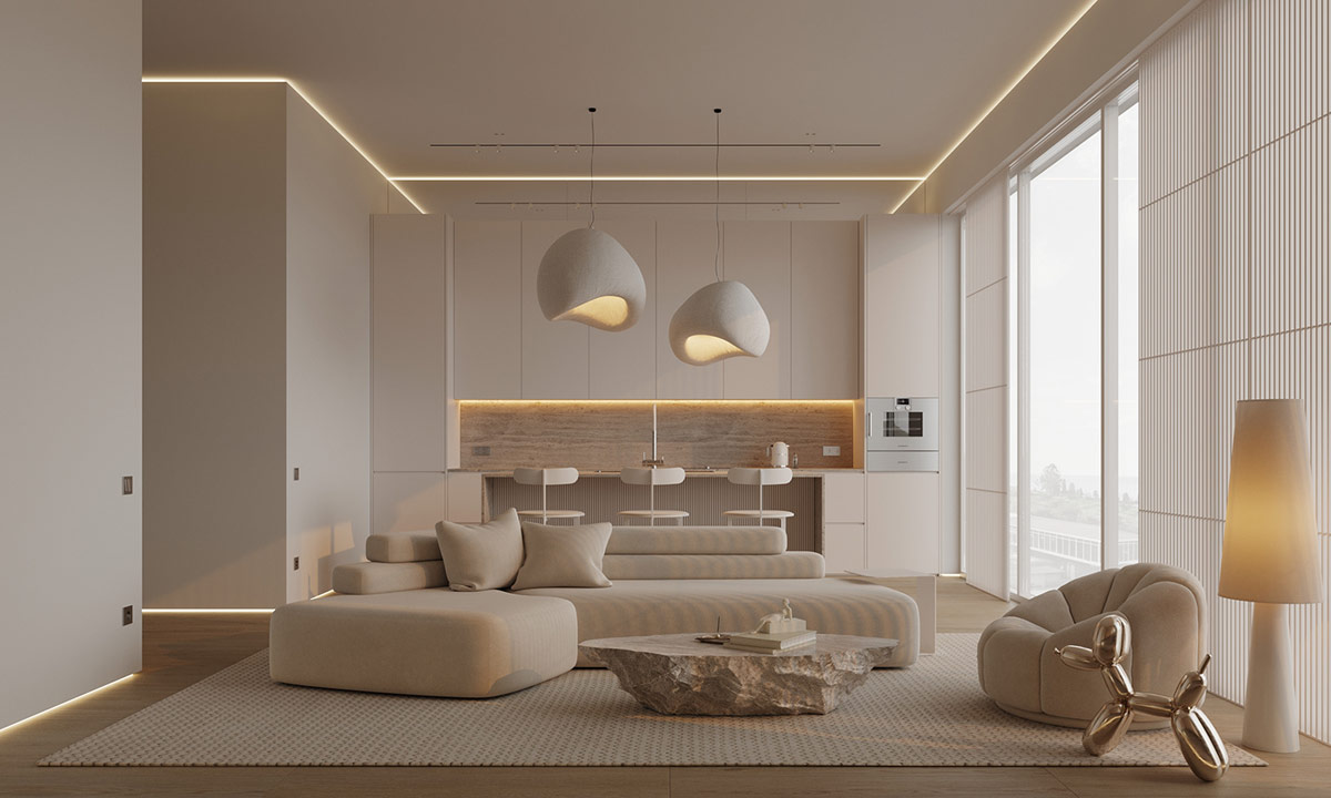 super soft monochrome decor & modern lighting inspiration