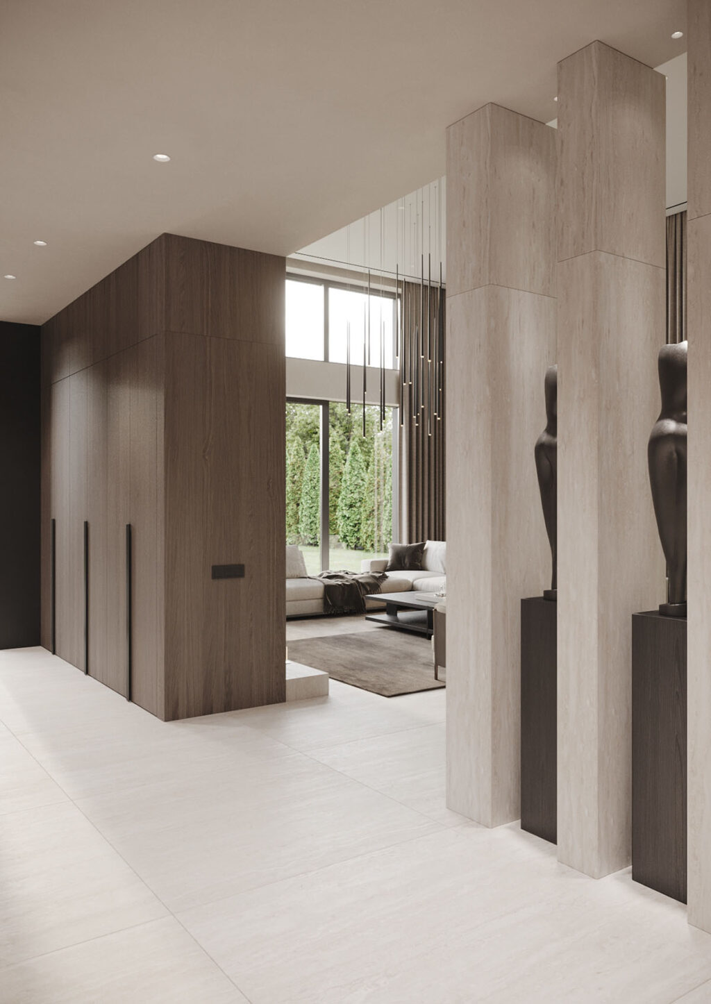 Smooth Interior Luxury Home With Smooth Wood and Travertine Interior