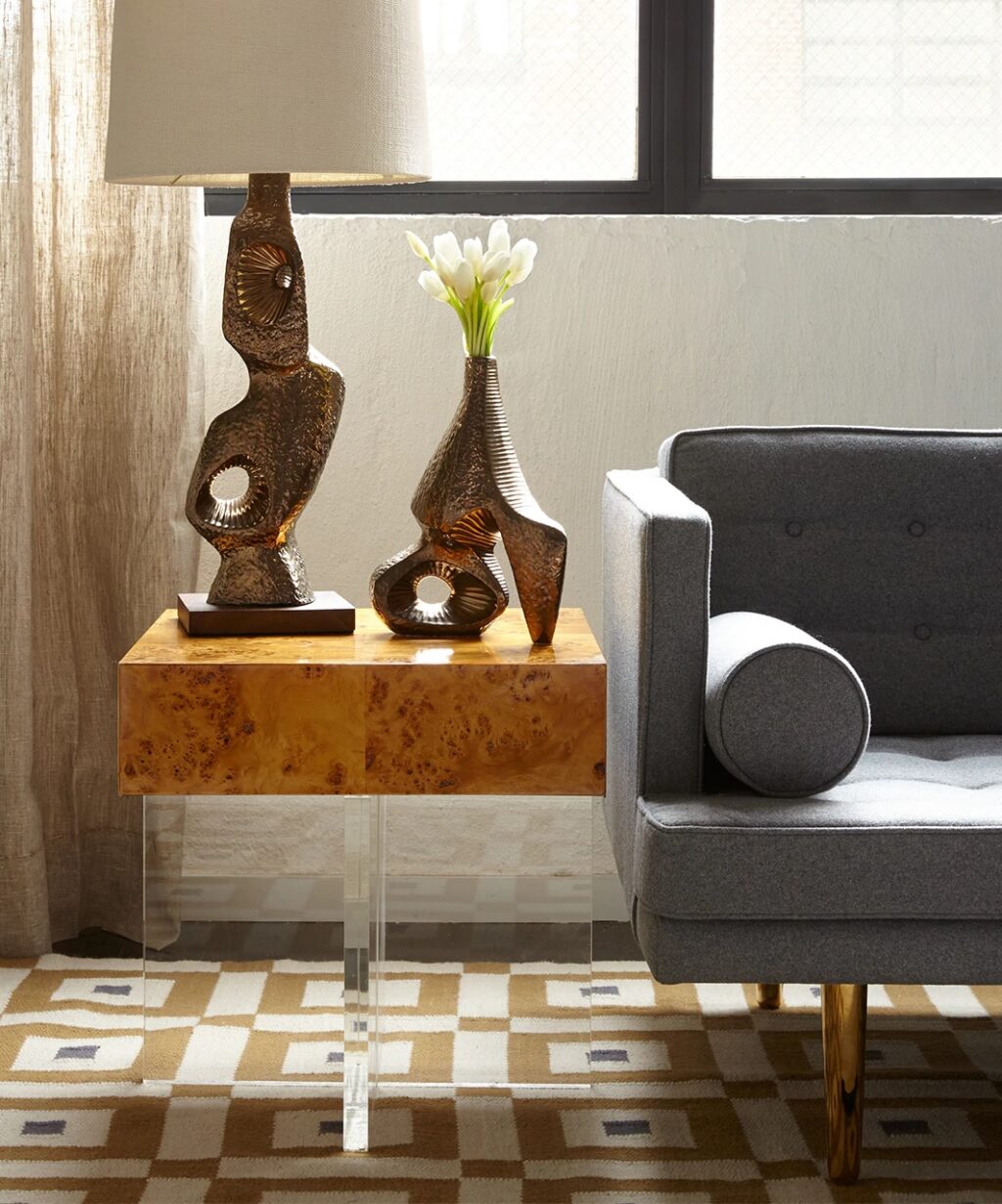 burl wood side table with clear acrylic base drawer storage tables for sale online square tables ...