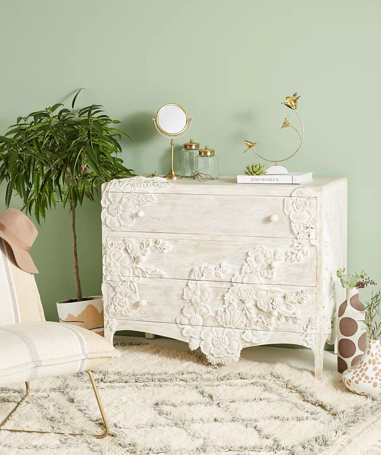 carved solid wood white dresser beautiful floral work of art hardwood furniture for sale online ...