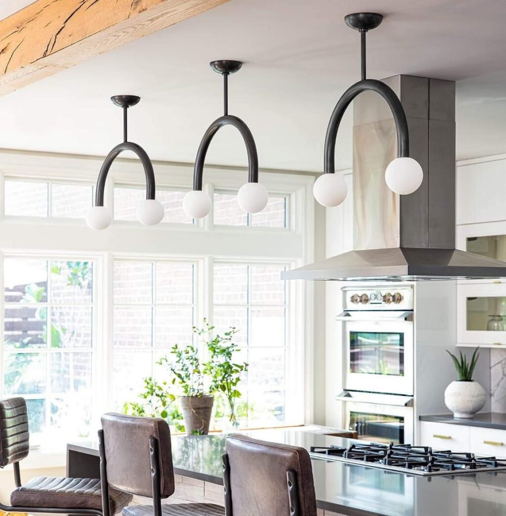 modern kitchen island lighting ideas archedshaped black metal frame