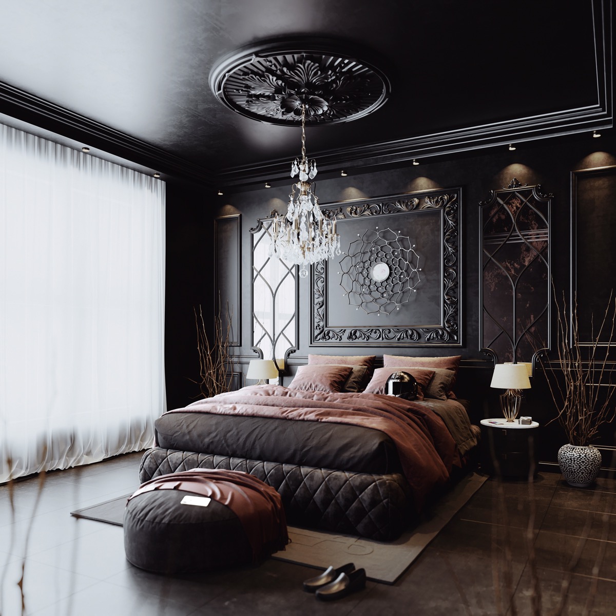 Thiết kế phòng ngủ dark bedroom decor Điểm nhấn decor tối trong phòng ...