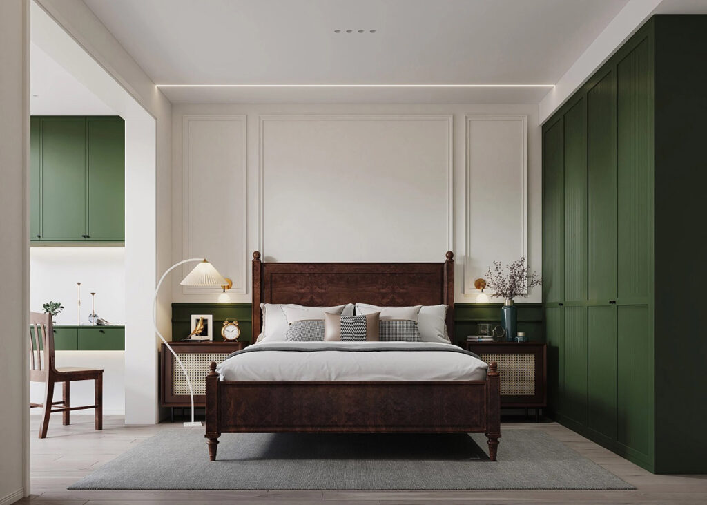 dark green bedroom | Interior Design Ideas