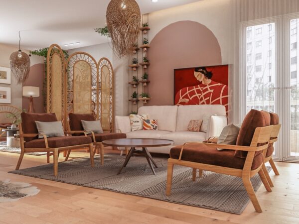 red boho living room | Interior Design Ideas