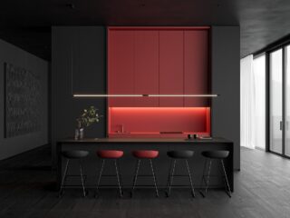Dark and Mysterious Interior With Red Accents