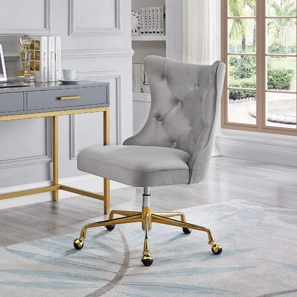 stylish glam tufted office chair with high backrest wingback desk