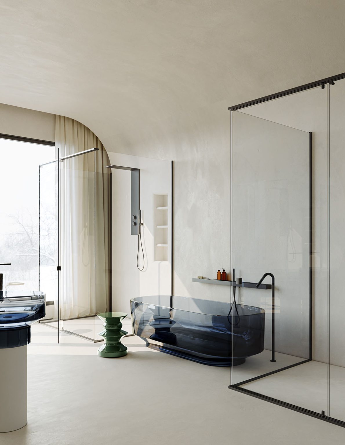 blue bathtub Interior Design Ideas