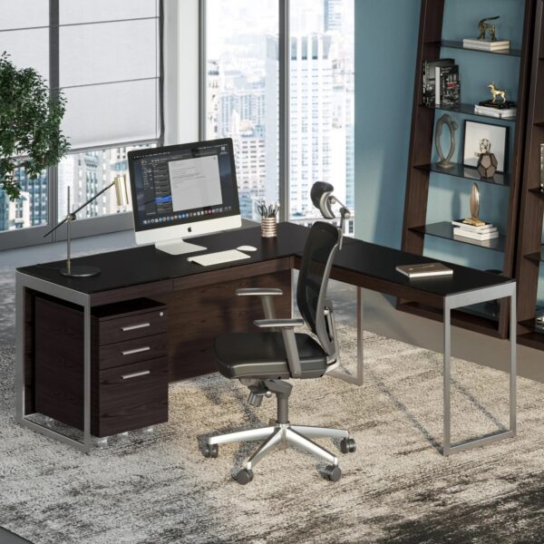 luxury designer reversible l shaped desk made from solid wood with