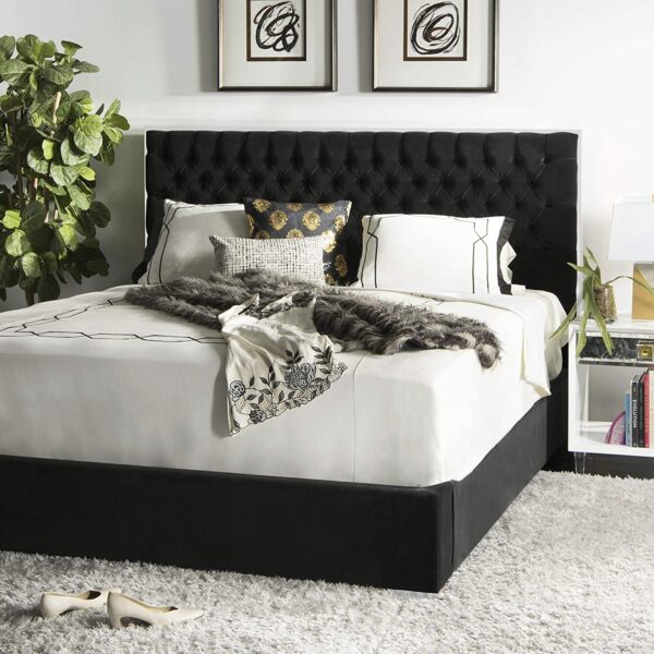 Black discount tufted bed
