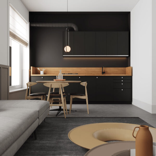 black and wood kitchen | Interior Design Ideas