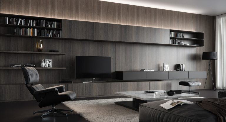dark wood living room | Interior Design Ideas