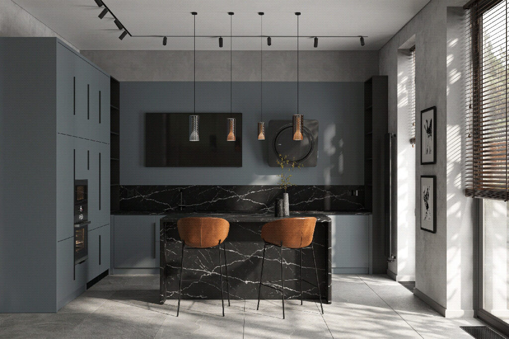 gray and black kitchen | Interior Design Ideas