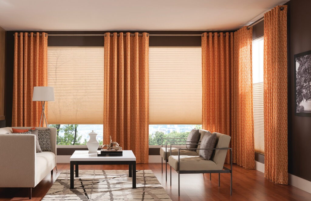 orange living room curtains Interior Design Ideas