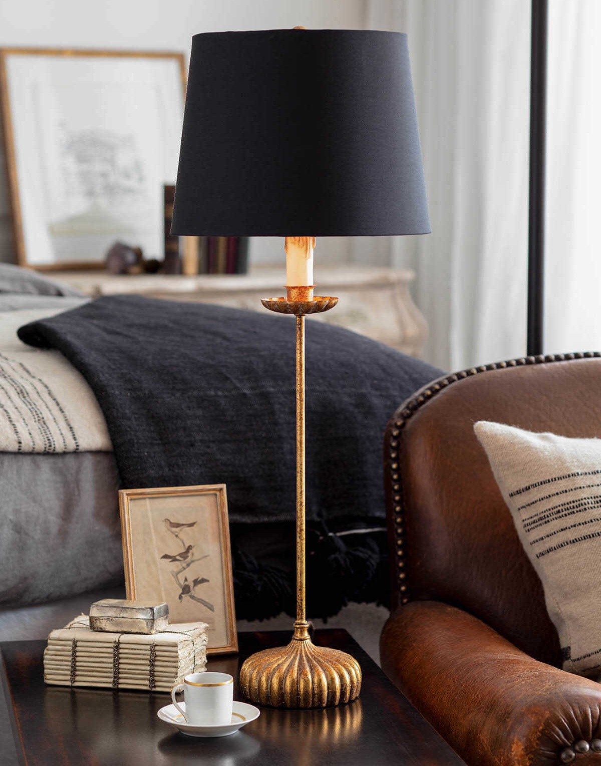 traditional table lamps for living room clove stem base golden
