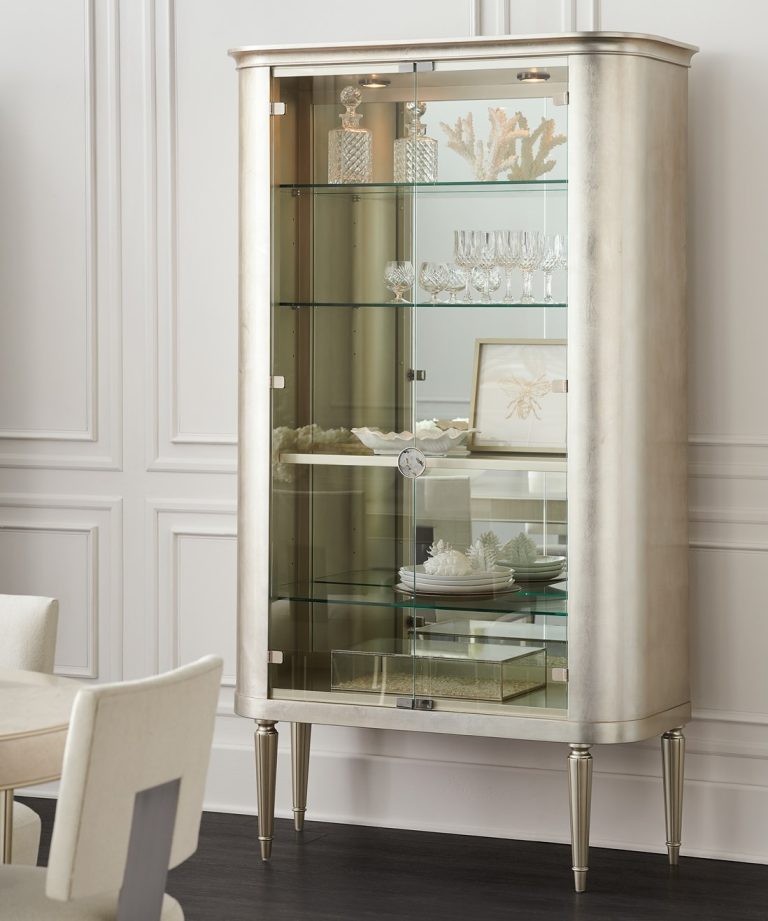 unique classic display case glass shelves mirrored backing rounded