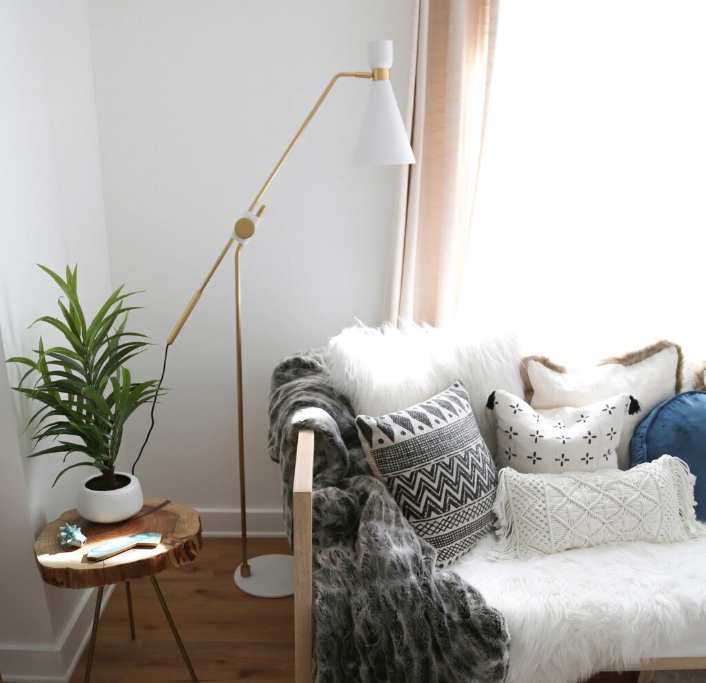 white and gold floor lamp adjustable directional task lighting for side