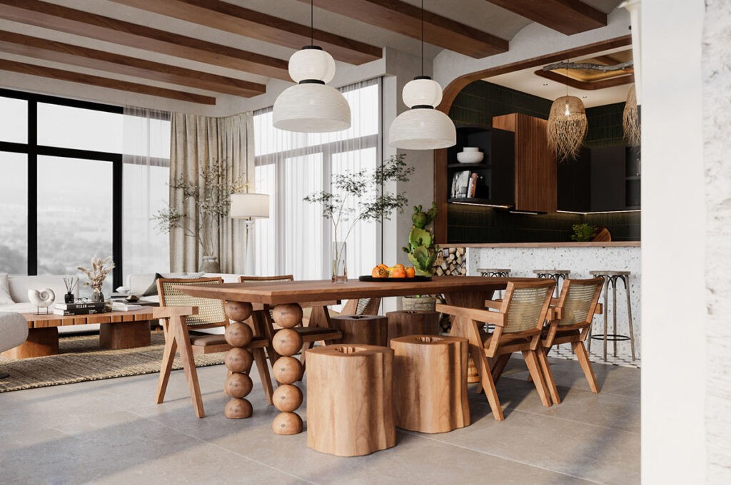 wooden dining table Interior Design Ideas