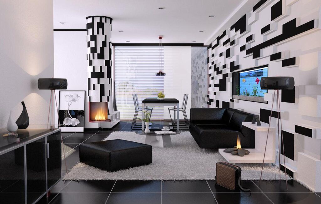 black and white feature wall Interior Design Ideas