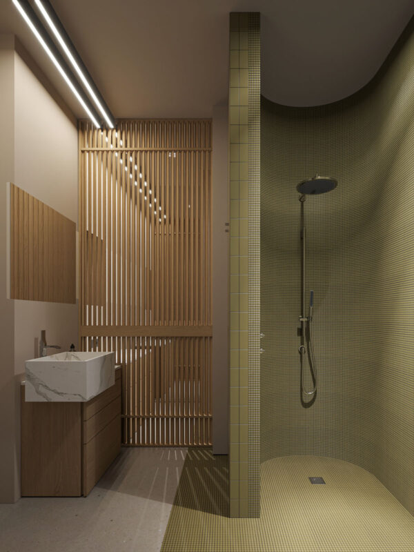 View of green shower room | Interior Design Ideas