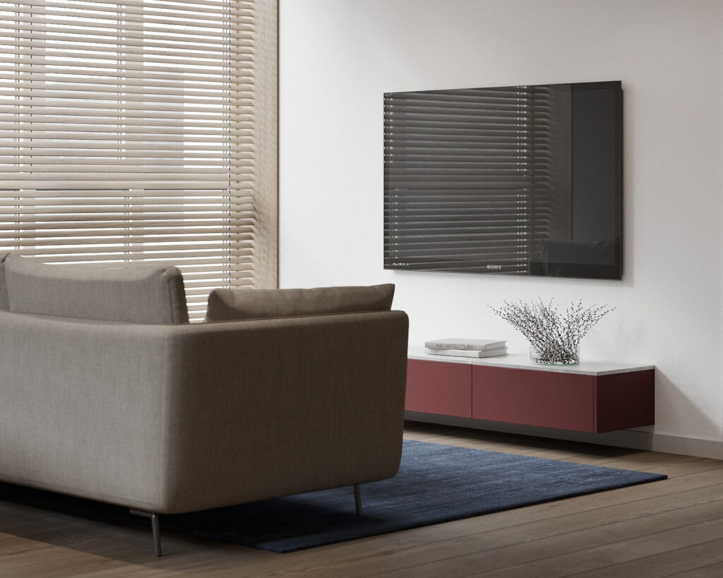 red media console Interior Design Ideas