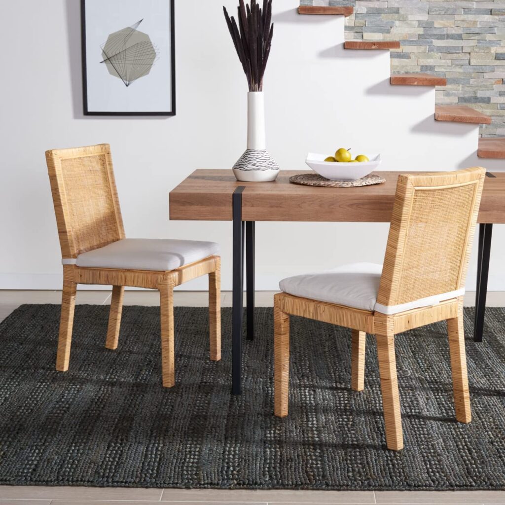 Safavieh tojo cane dining chair with removable seat cushion easy to
