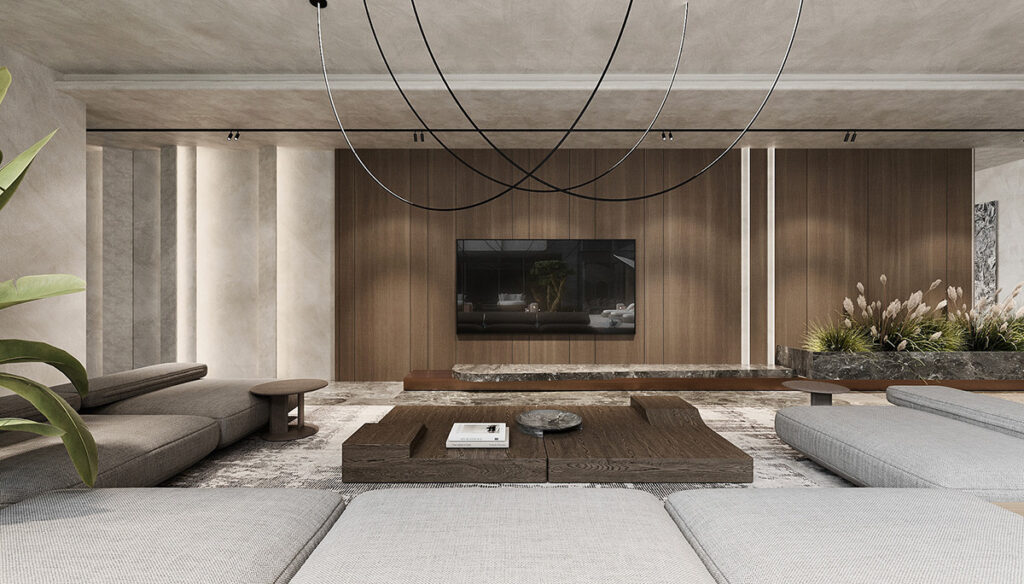 View of Textural Luxury Home Interiors With Exquisite Details