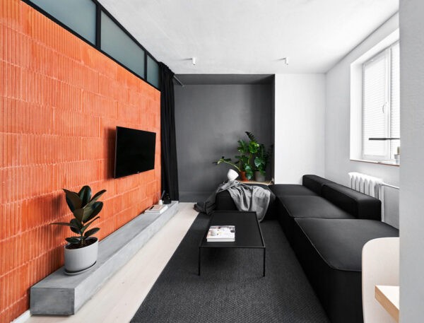 black and orange living room | Interior Design IdeasInterior Design Ideas.