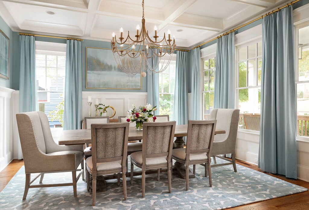 blue dining room curtains | Interior Design Ideas