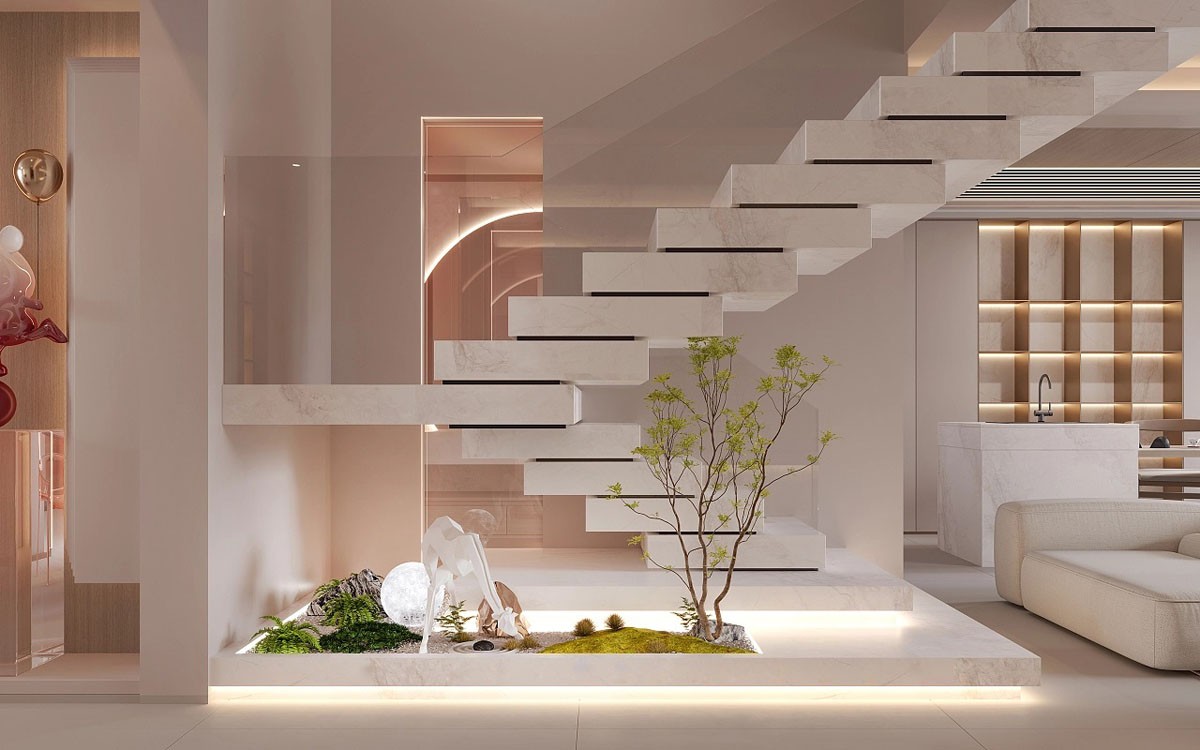 Staircase Courtyard Interior Design Ideas