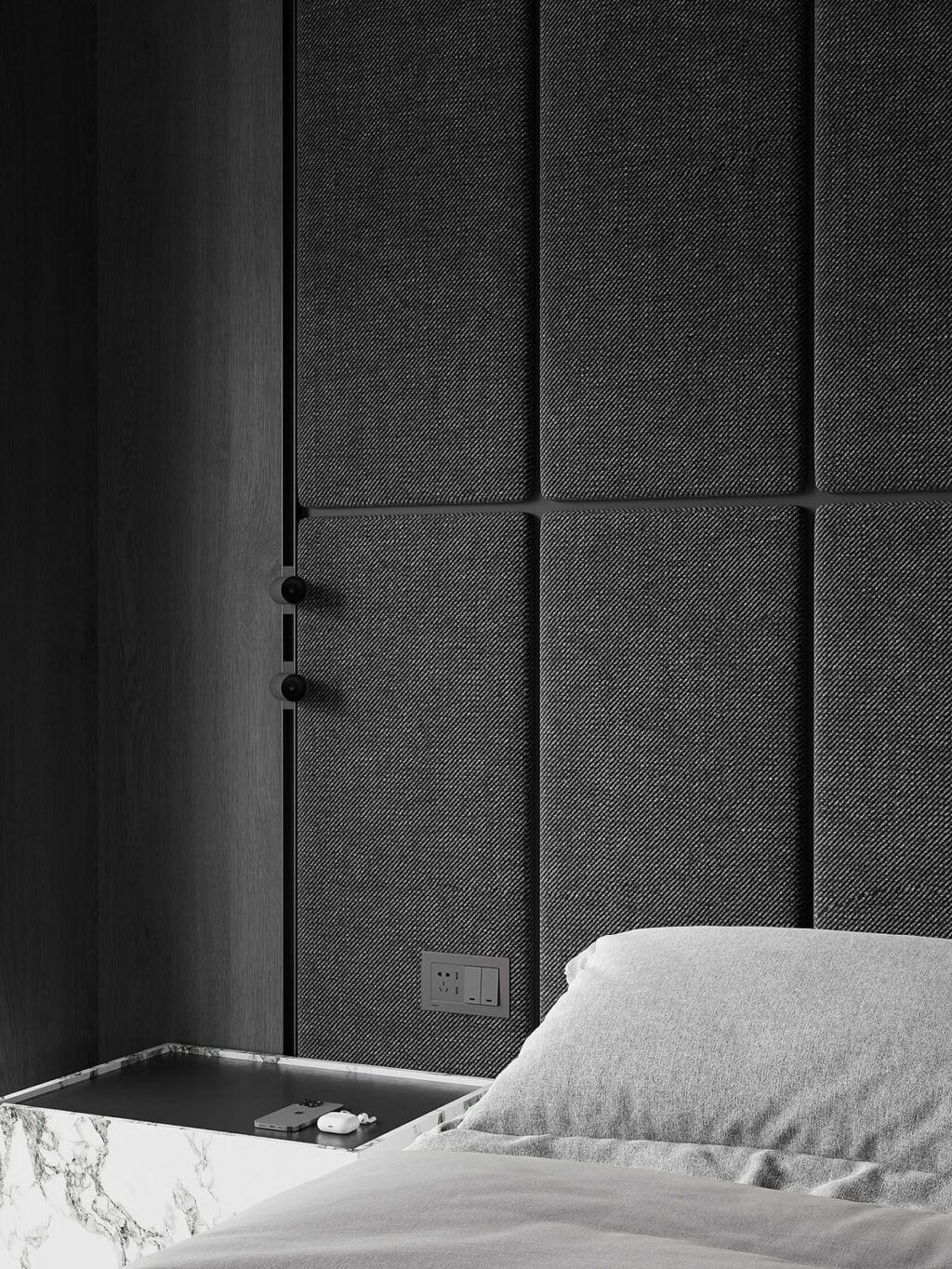 upholstered headboard wall Interior Design Ideas