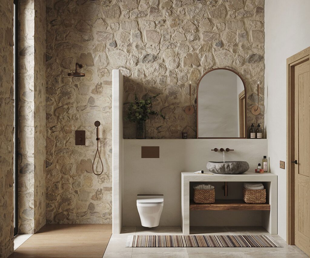A Rustic Meets Boho Interior With Authentic Stone Feature Walls