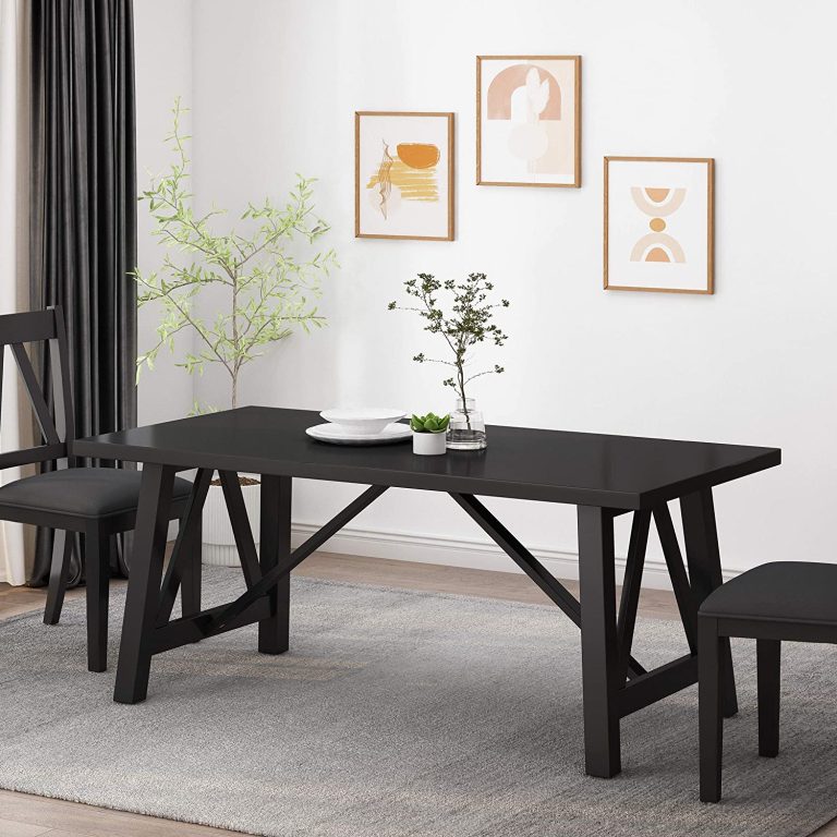 black dining room table for industrial interior decor themes trestle