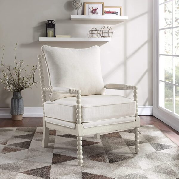White farmhouse store accent chair