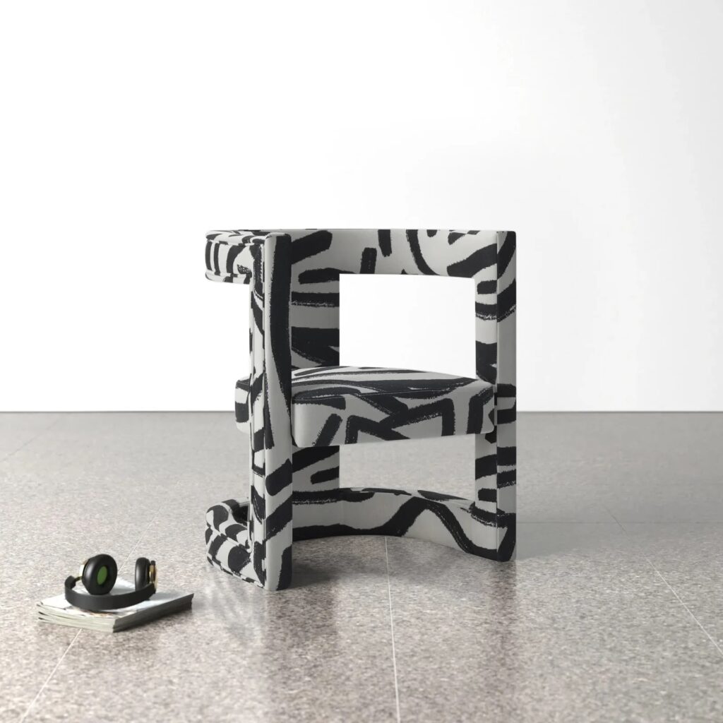 creative unique patterned black and white accent chair for dorm room