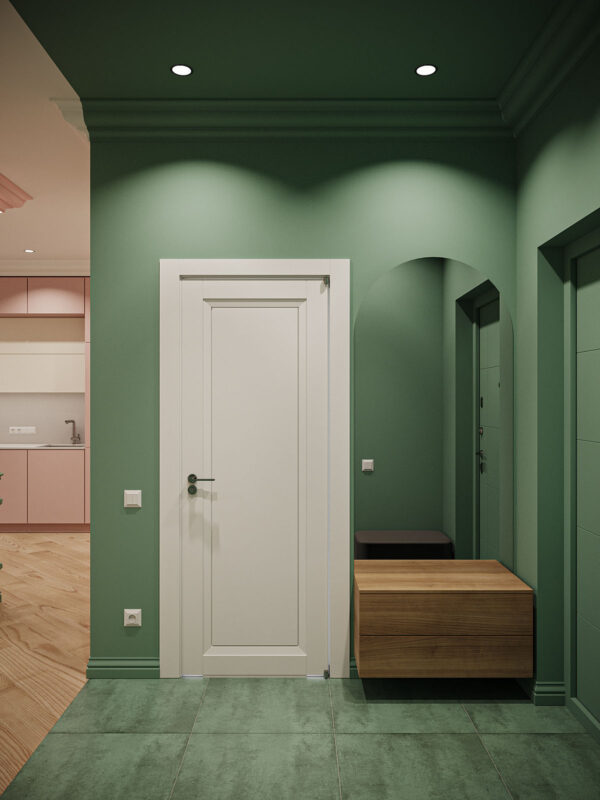 green entryway Interior Design Ideas