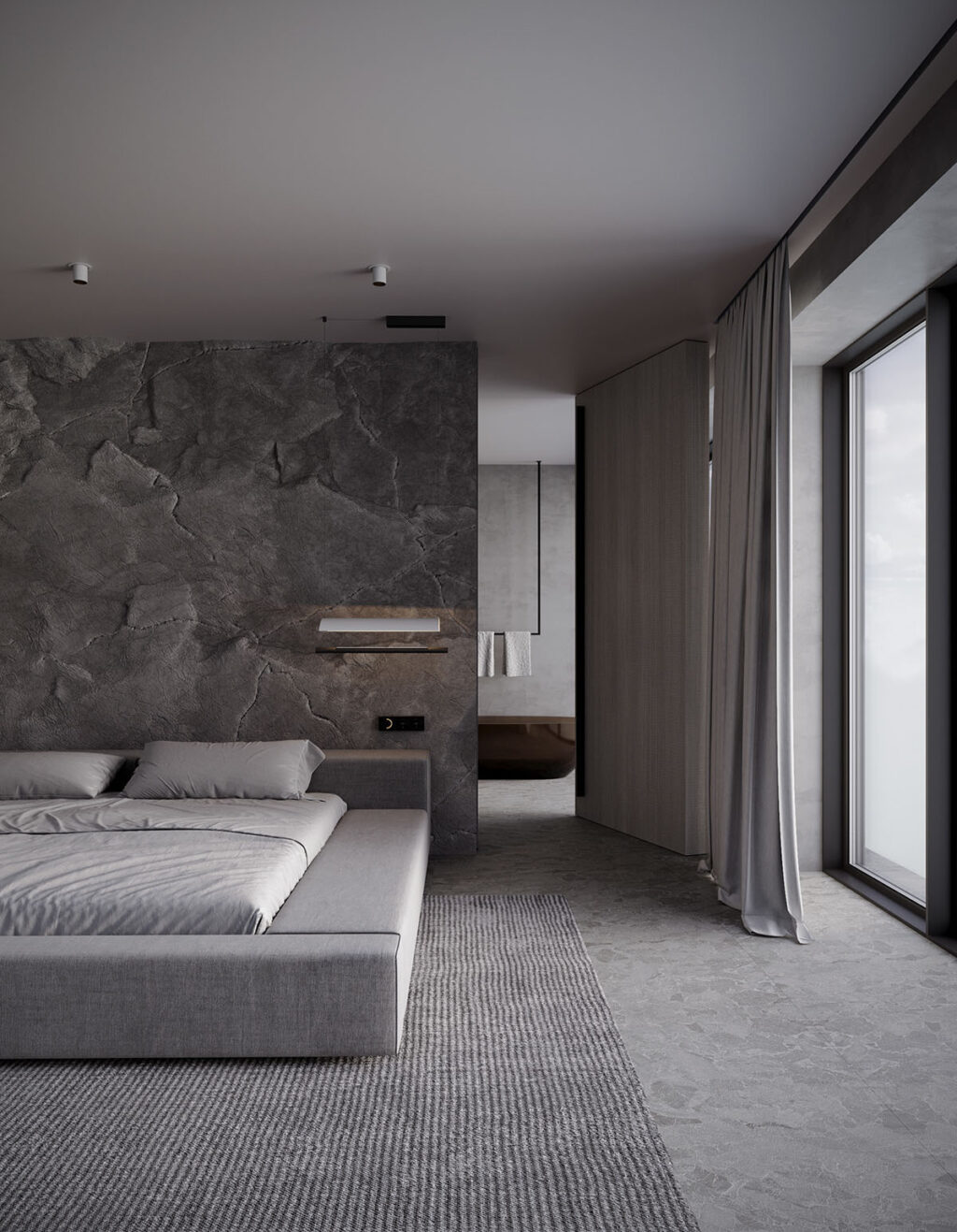 Restful Grey Home Interior With Warm Lighting