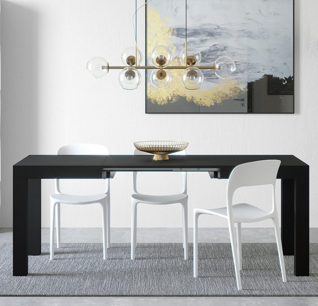 modern black extendable dining table with laminate surface extra large ...
