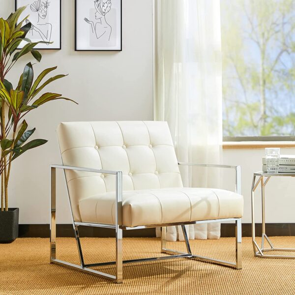 White leather bedroom 2025 chair