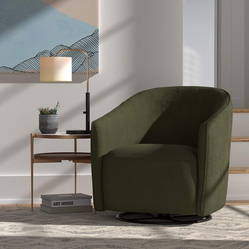 deep green swivel glider accent chair forest coloration barrel back