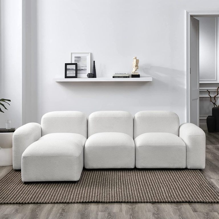 unique ultramodern white modular sofa with rounded corners overstuffed