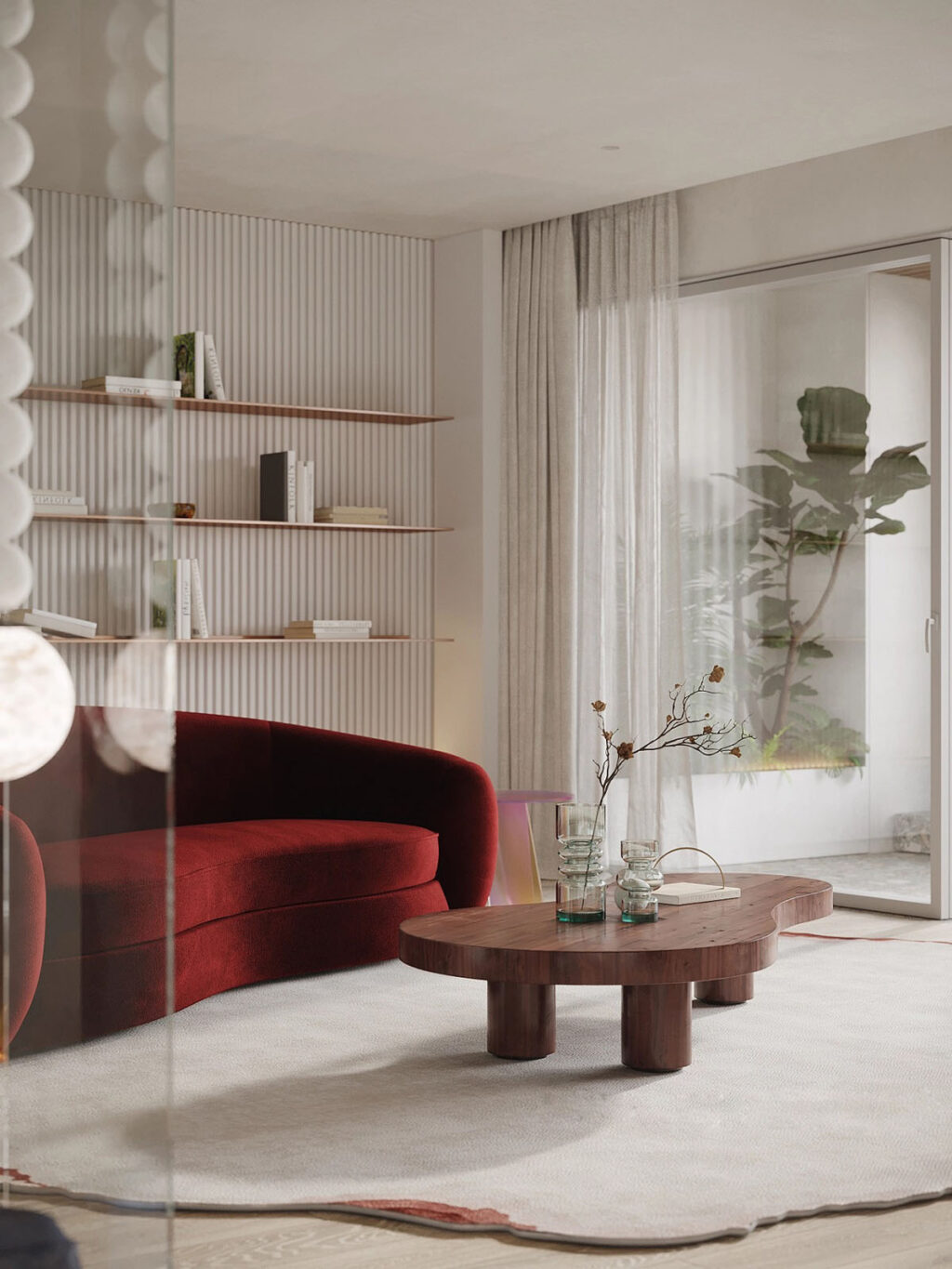 A closer look at Textured Wood Apartment Coffee Table Design