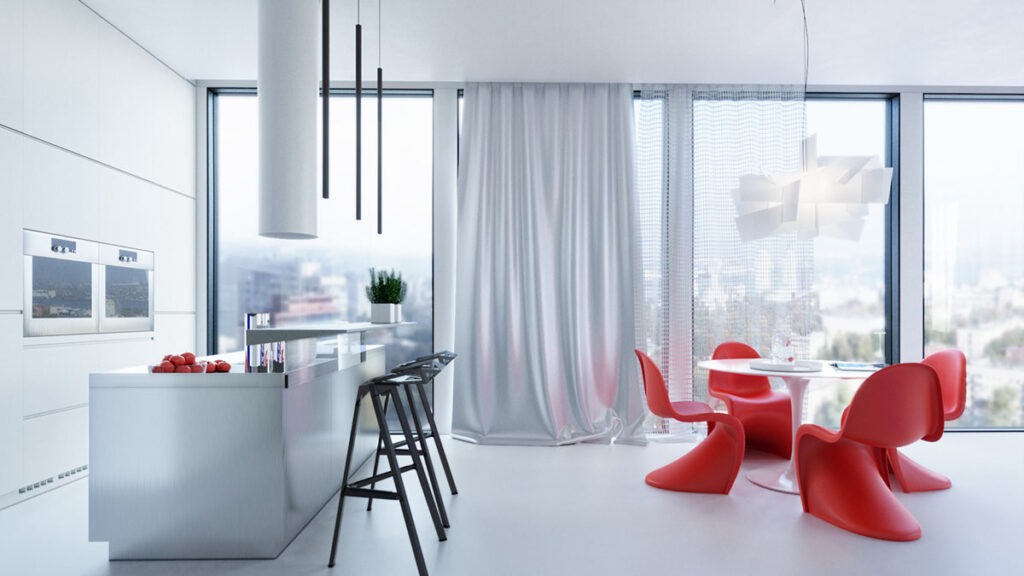 A Bright Blue And Red Home That Looks Like Living Art