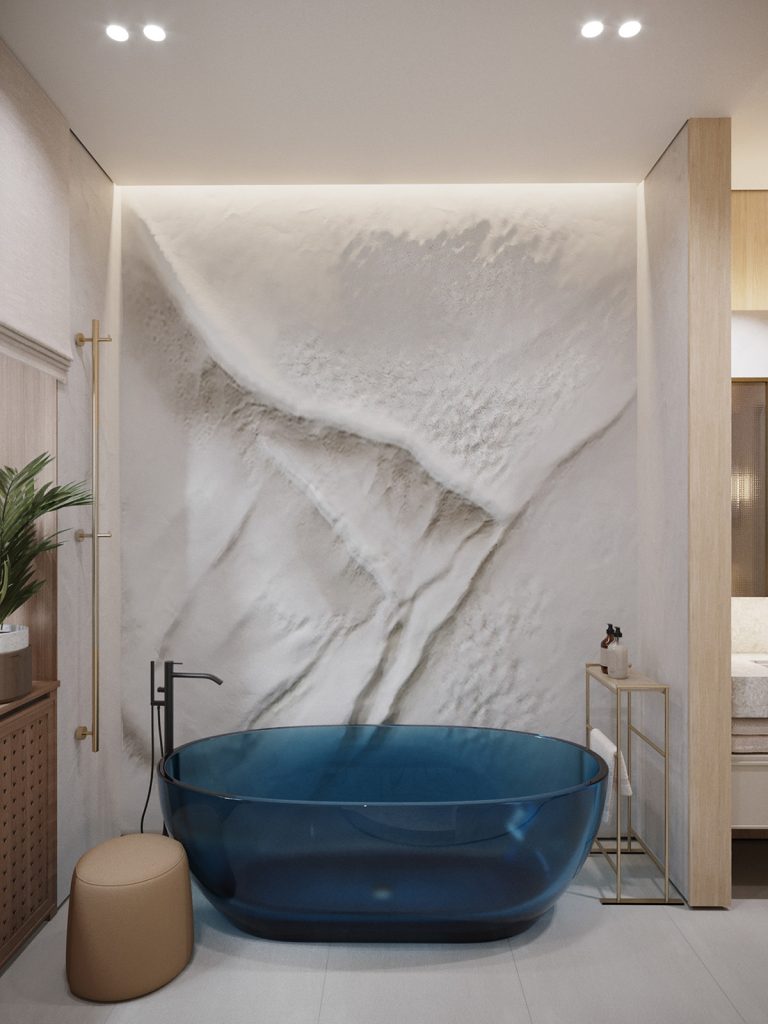 blue bathtub Interior Design Ideas