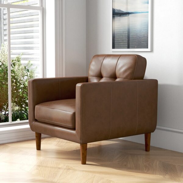 Camel leather on sale accent chair