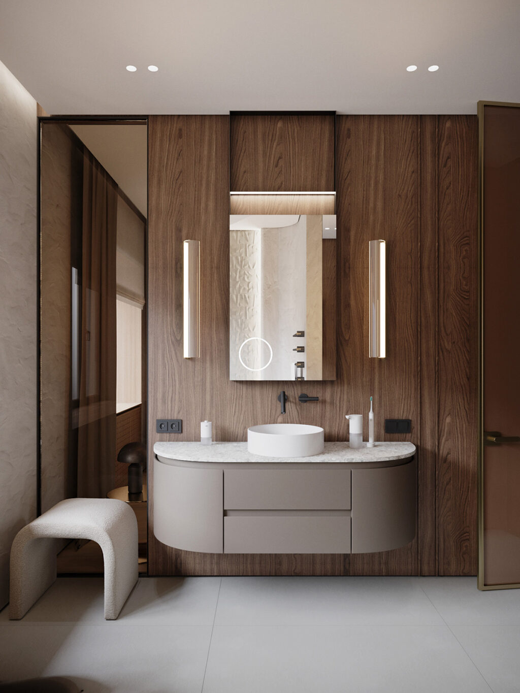 curved bathroom vanity Interior Design Ideas