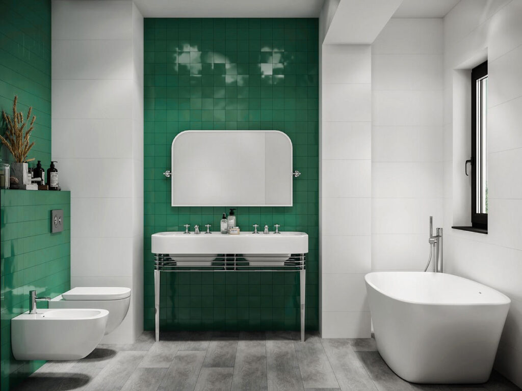 emerald green bathroom Interior Design Ideas
